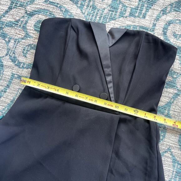 DO + BE Black Strapless Tuxedo Romper V-Neck Smocked Back‎ - Size M - Picture 9 of 10